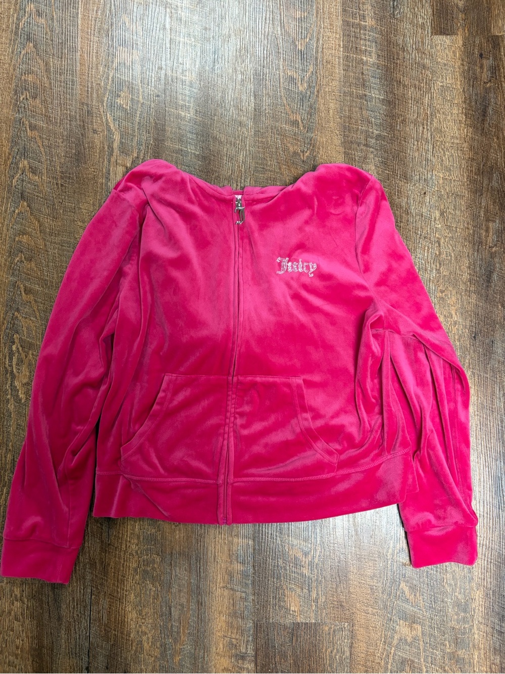 Juicy Couture Hot Pink Velour Zip-Up Hoodie